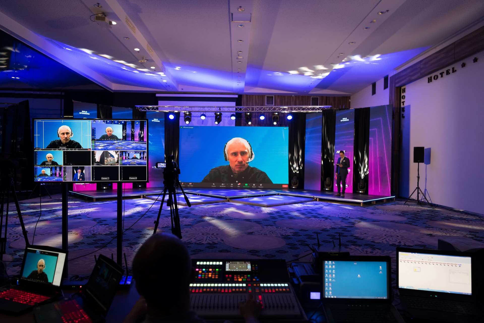 Live internet streaming of business conference meeting,online webinar or seminar via social network broadcast in new normal, covid outbreak,elearning.